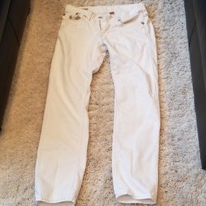 True Religion White Jeans 32x30 Tapered Fit.